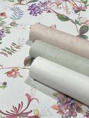 tapet, non-woven blomstret tapet Flora hvid, pink