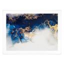 Póster abstracto de mármol con efecto azul y dorado