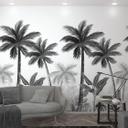 Fototapet med palmer sort, hvid, blomster 2,70 x 1,59 m