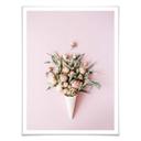 Plakat - Flowers in an Ice Cream Cone - Rosa