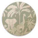 Cuadro de madera animales de la jungla en verde tropical - Kikki Belle - Redondo