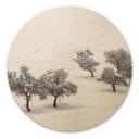 Cuadro de madera Carrillo Lopez - Paisaje blanco con arboles - Redondo