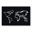 Geborsteld Alu-Dibond met goud-, zilver- & kopereffect - Wereldkaart Line Art