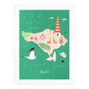 Plakat Kort over Bali - Rivers