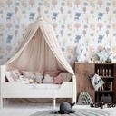 Børnetapet, non-woven tapet med illustration Kids Walls hvid, pink, blå