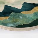 Cuadro de madera Paisaje soleado en azul y oro - SpaceFrog Designs - Redondo