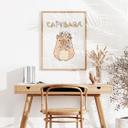 Poster Capybara mignon avec couronne de fleurs
