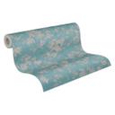 natur tapet blomster og blomster beige blå - naturlig blomster fleece tapet