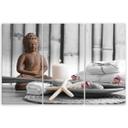 3 stykke lærredstryk, Buddha Zen Spa grå