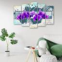 5 stykke lærred print Lilla orkidé blomster