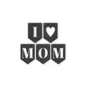 MDF - Decoración en madera - Cadena de banderines I Love Mum (set de 5) incl. cuerda de algodón