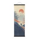 Stofbillede Solopgang over pagoden - Roze | Vintage Art Japan - Panorama
