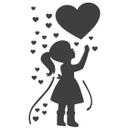 Wallsticker Pige med hjerteballon