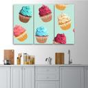 3 stykke lærredsprint, cupcakes slik