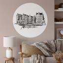 Vinilo decorativo Amsterdam - Blanco y negro - Redondo - Love your City