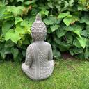 Statuette Lao Bouddha en pierre artificielle décoration de jardin et extérieurs,  gris - 20x15x33 cm