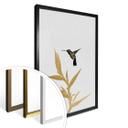 Plakat - Orara Studio - Hummingbird and Flower - gold plant