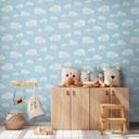 Papel pintado Nube con arco iris azul colorido - papel pintado cuarto de niños con pájaros