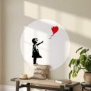 Wallsticker Banksy - Pige med rød ballon - Rund