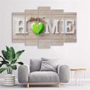 5 stykke lærredsprint Home Heart Shabby Green