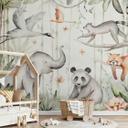 Fotomural habitación infantil - Animales asiáticos en el bosque de bambú - Kvilis