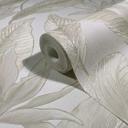 Papel pintado no tejido flores, hojas naturaleza floral en beige 