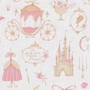 Papel pintado Princesa rosa beige - papel pintado infantil con castillo y carruaje 
