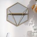 Wandregal Wandspiegel Geometrischer Diamant - Goldoptik - 30x35x13 cm