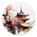 Dibond vægdekoration Japansk pagode med kirsebærblomster - Jaszke – print på aluminium (Alu-Dibond)