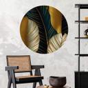 Vinilo decorativo de hojas de palmera abstractas de color dorado - redondo