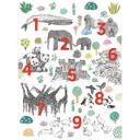 Fototapet Illustration af zoo-dyr med tal - Walentynowicz