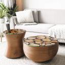 Plateau de table en verre - Rondelle de bois - Rond