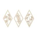 Decoración en madera conjunto hojas de ginkgo - forma de diamante - madera de álamo (3 piezas)
