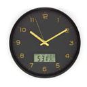 Analoge Wanduhr mit Digitalanzeige Schwarz-Gold Ø 25 cm
