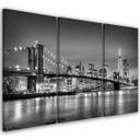 3 stykke lærredstryk, New York Brooklyn Bridge sort og hvid