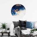 Vinilo decorativo abstracto de mármol con efecto azul y dorado - Redondo