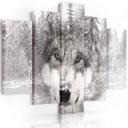 5 stykke lærredsprint, Wolf Forest Animal Grey