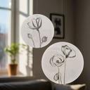 Akrylbillede, vinduesbillede til ophængning - Line Art Two Poppies - Cats & Dotz - Round