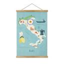 Póster de tela mapa de Italia - Rivers
