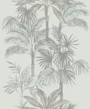 Papel pintado no tejido en gris verde árboles hojas selva naturaleza floral 
