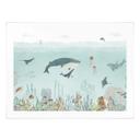 Póster habitación infantil aventura submarina con animales marinos - Azul - Oliver Robins