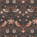 non-woven tapet med blomstermønster orange sort - tapet med fugle og dyr