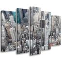 5 stykke lærredstryk, New York City skyskrabere