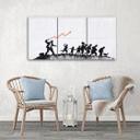 3 stykke lærredstryk, vægmaleri Banksy Graffiti