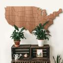 Décoration en bois - Carte des USA avec frontières des Etats - Placage acajou