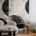COSMOPOLITAN Fototapet cirkler sort hvid moderne brugt look Ikke-vævet tapet creme