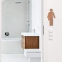 Décoration en bois placage acajou - Panneau WC