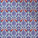 Azulejos Adhesivos Corona de flores oriental - Azul - Lote de 12
