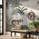 Wallsticker Kompas med abstrakte kontinenter