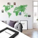 Sticker mural Mappemonde (Vert) + 5 cadres photo